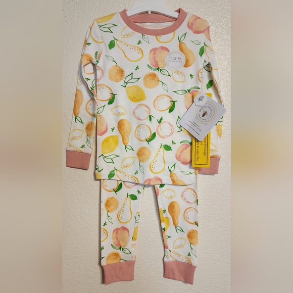Burt's Bees Baby Snug-Fit Sweet & Sour 2-Piece Pajama Set - Tee & Pants NWT - Picture 1 of 3
